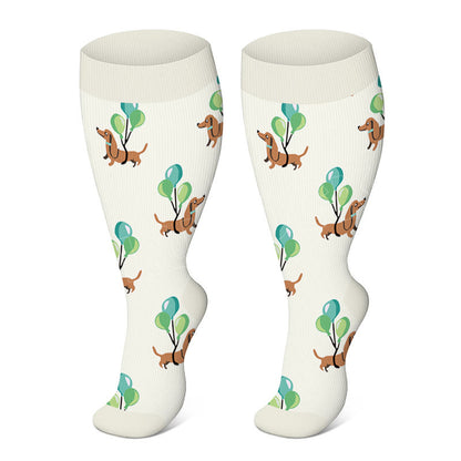 Plus Size Cute Dog Cat Compression Socks