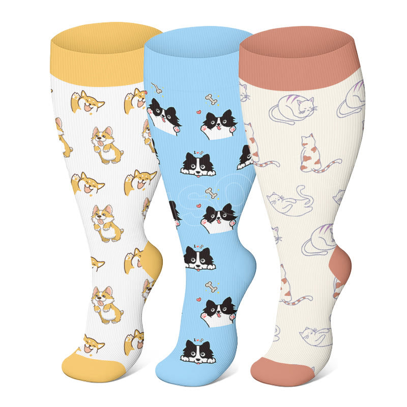 Plusock Plus Size Cute Corgi Compression Socks - image 0