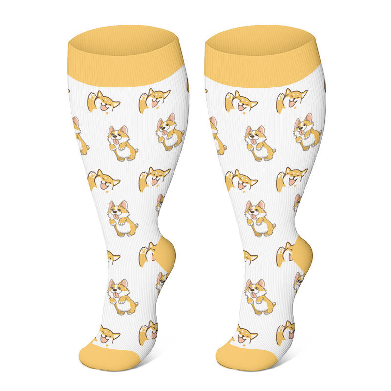 Plusock Plus Size Cute Corgi Compression Socks - image 2