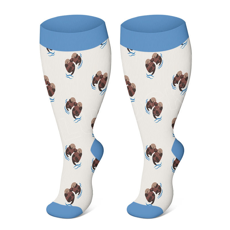 Plusock Plus Size Owl Otter Duck Compression Socks - Otter - 4XL - image 1