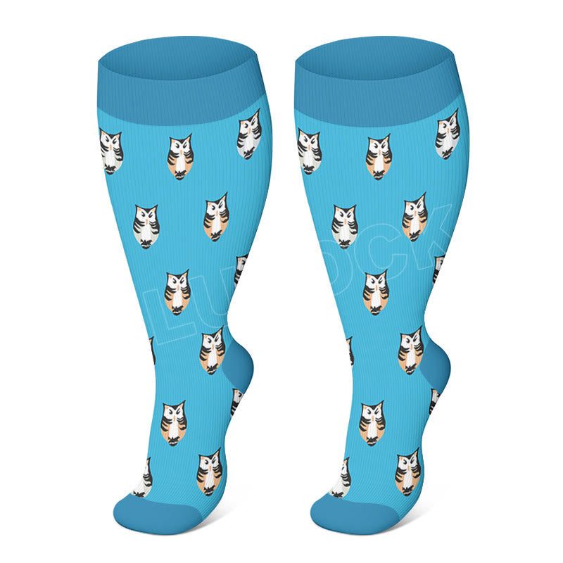 Plusock Plus Size Owl Otter Duck Compression Socks - Owl - 4XL - image 2