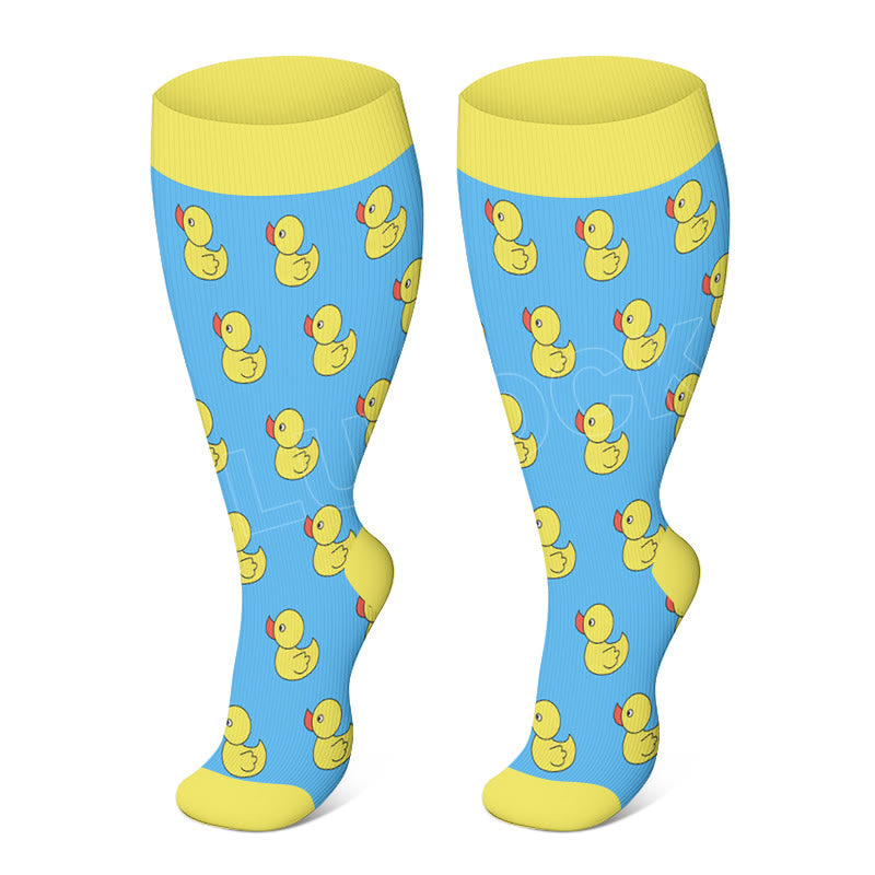 Plusock Plus Size Owl Otter Duck Compression Socks - Duck - 4XL - image 3