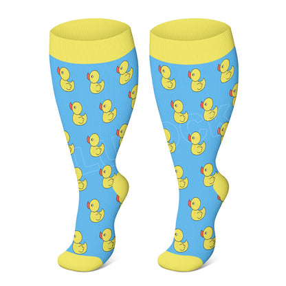 Plusock Plus Size Owl Otter Duck Compression Socks - Duck - 4XL - image 3