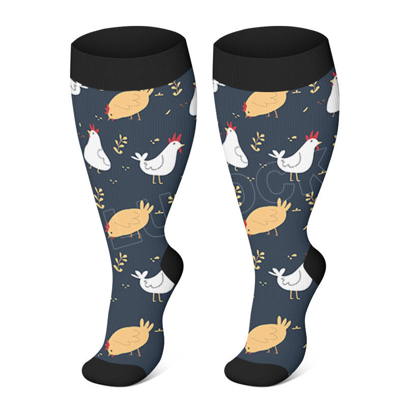 Plusock Plus Size Farm Animals Compression Socks - Navy Blue - 3XL - image 2