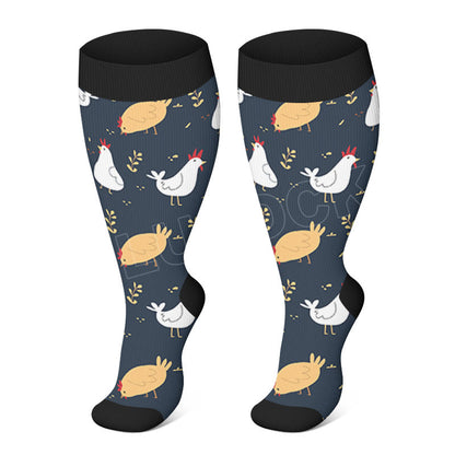 Plusock Plus Size Farm Animals Compression Socks - Navy Blue - 3XL - image 2
