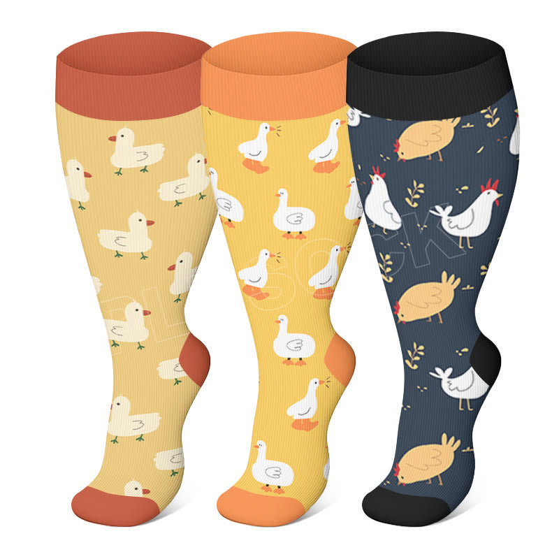 Plusock Plus Size Farm Animals Compression Socks - image 0