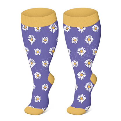 Plusock Plus Size Daisy Compression Socks - Purple - 4XL - image 10