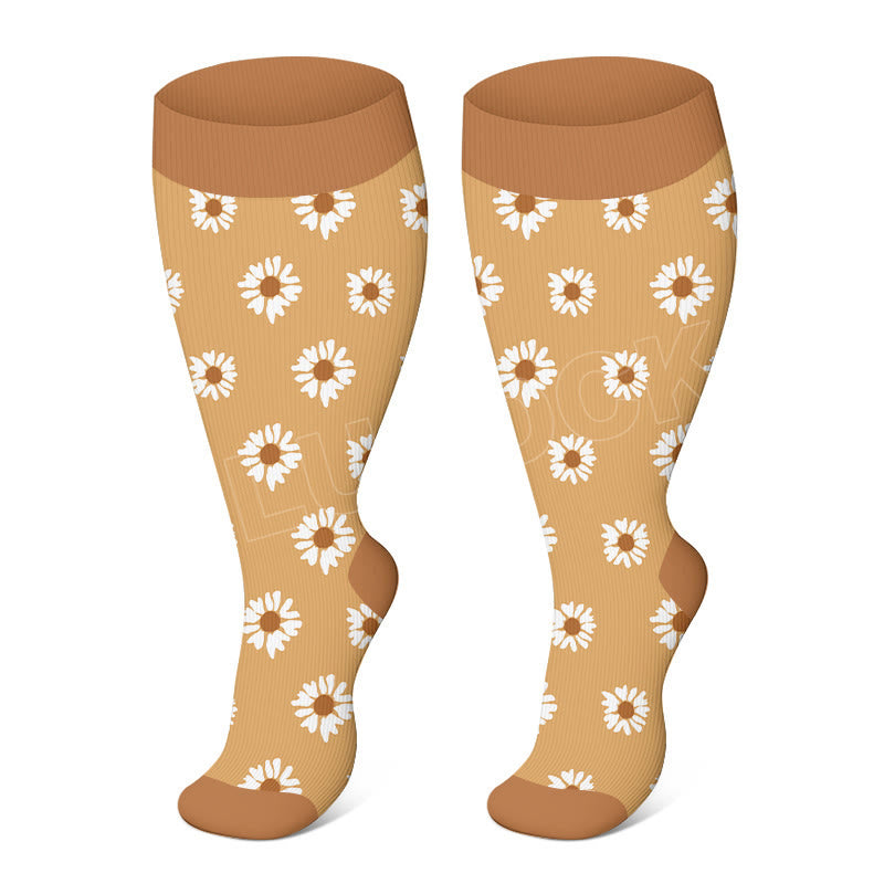 Plusock Plus Size Daisy Compression Socks - Yellow - 4XL - image 12