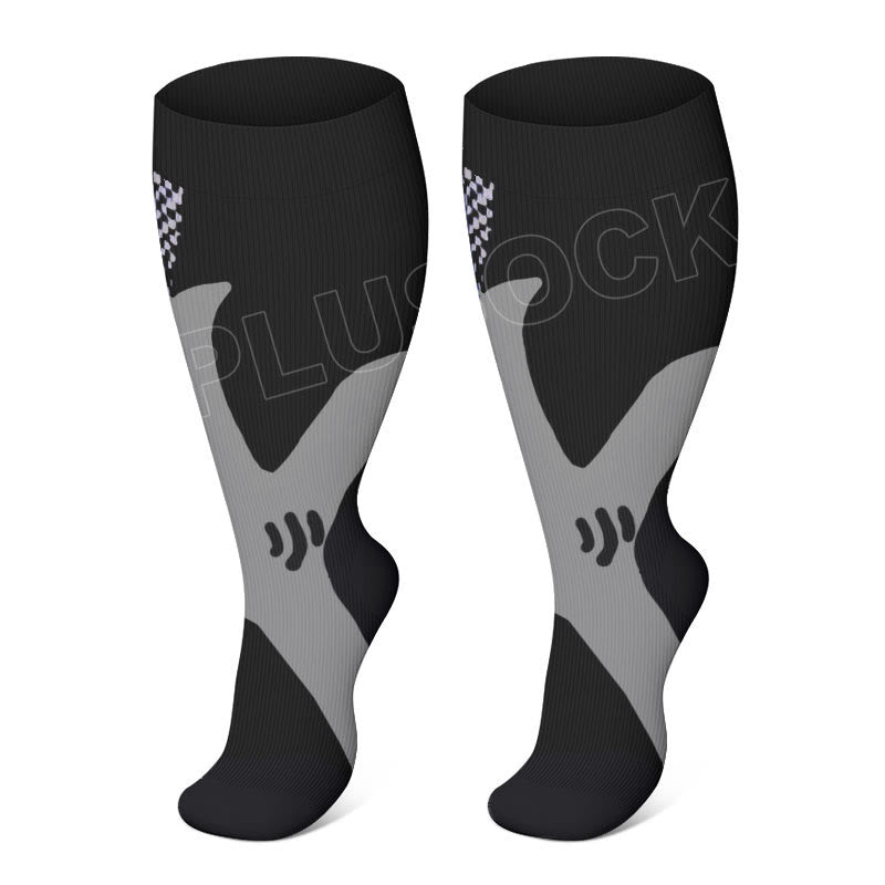 Plusock Plus Size Sport Wine Compression Socks 2XL-7XL - Black - 7XL - image 4