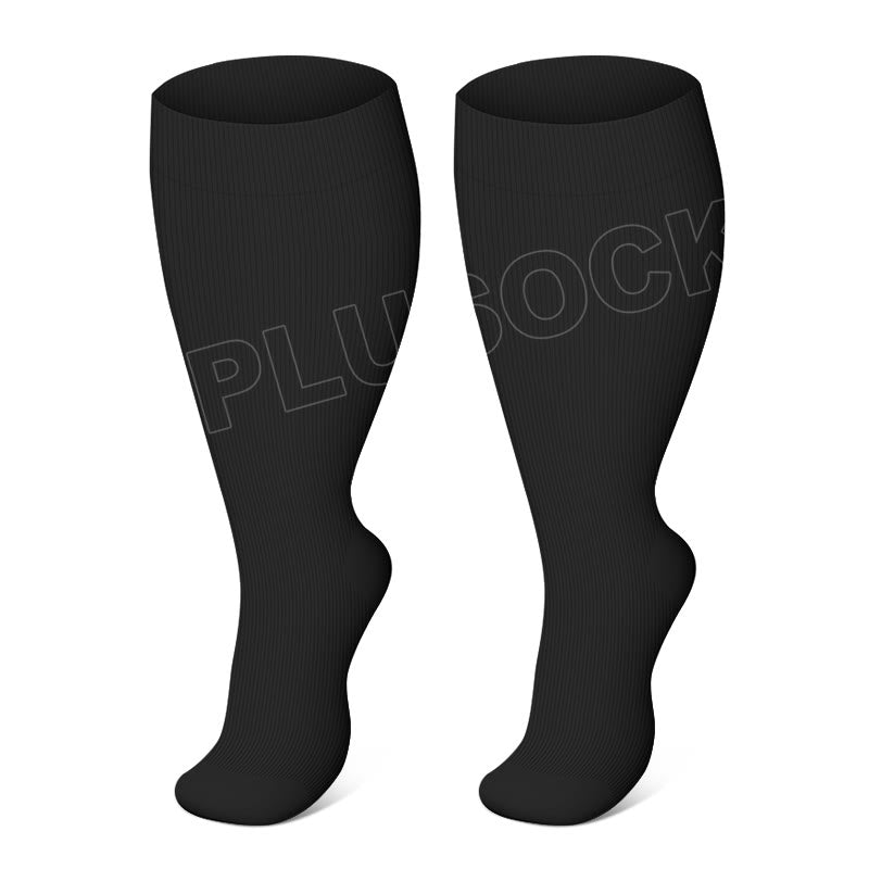 Plusock Solid Color Plus Size Compression Socks 2XL-7XL (3 Pairs) - Black - 7XL - image 9