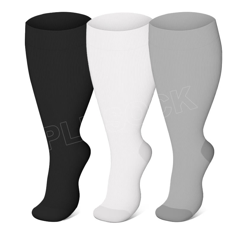 Plusock Solid Color Plus Size Compression Socks 2XL-7XL(3 Pairs) - image 3