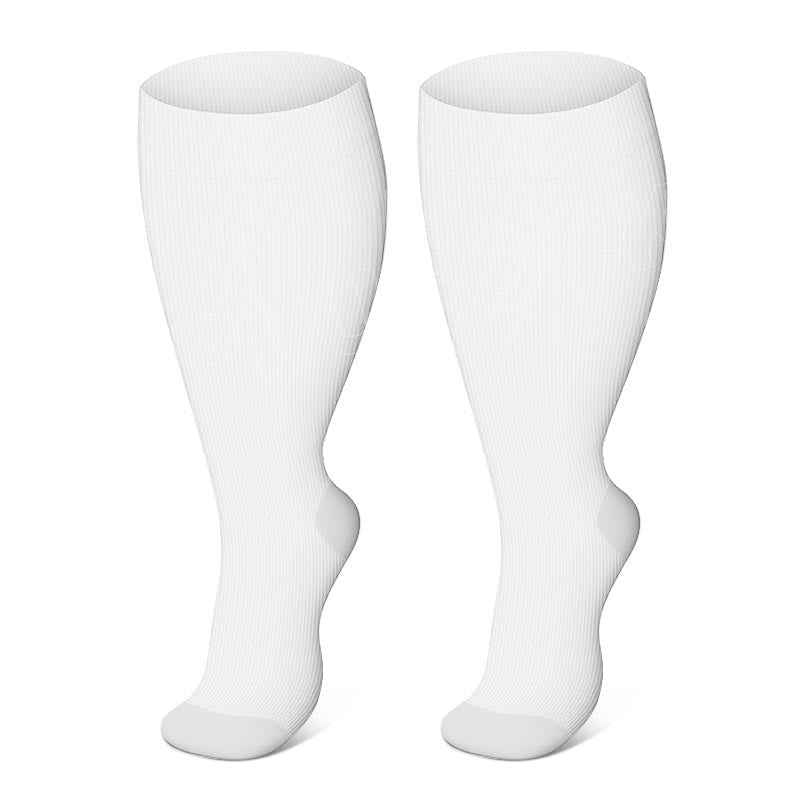 Plusock Solid Color Plus Size Compression Socks 2XL-7XL(3 Pairs) - White - 7XL - image 9