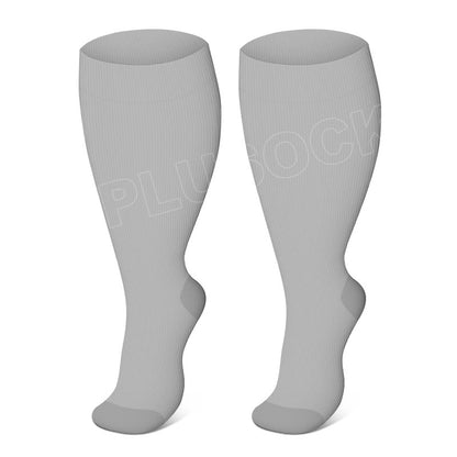 Plusock Solid Color Plus Size Compression Socks 2XL-7XL(3 Pairs) - Grey - 7XL - image 11