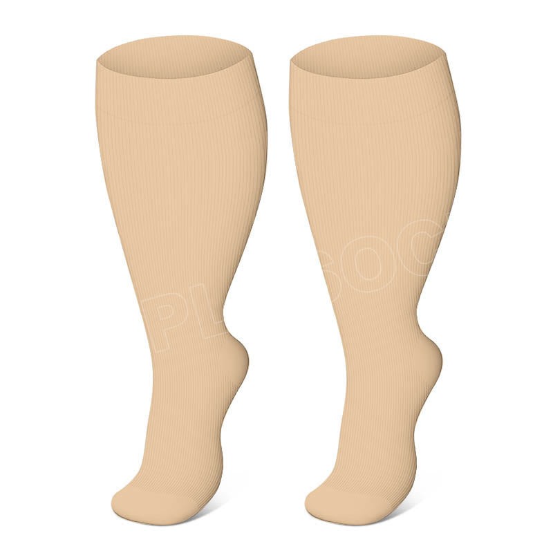 Plusock Solid Color Plus Size Compression Socks 2XL-7XL (3 Pairs) - Skin - 7XL - image 8