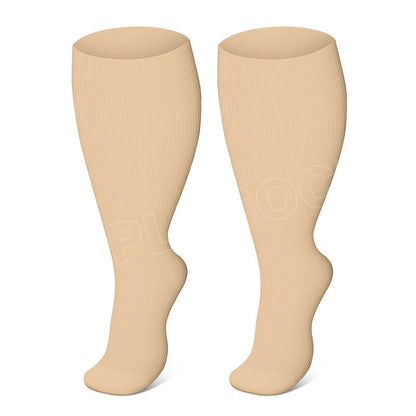 Plusock Solid Color Plus Size Compression Socks 2XL-7XL (3 Pairs) - Skin - 7XL - image 8