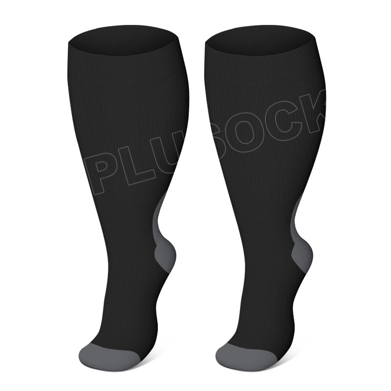 Plusock Plus Size Black Pink Compression Socks - Black - 4XL - image 4