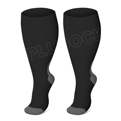 Plusock Plus Size Black Pink Compression Socks - Black - 4XL - image 4