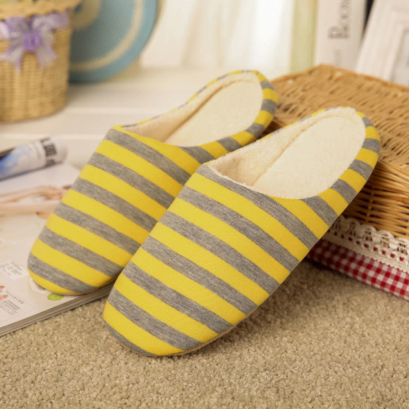 Plusock Plus Size Colorblock Stripes Slippers - Yellow - EU44-45(US10-11) - image 6