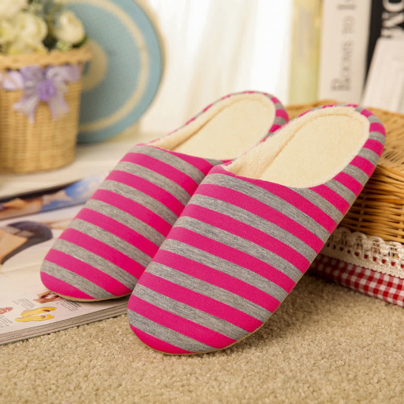 Plusock Plus Size Colorblock Stripes Slippers - Red - EU44-45(US10-11) - image 5
