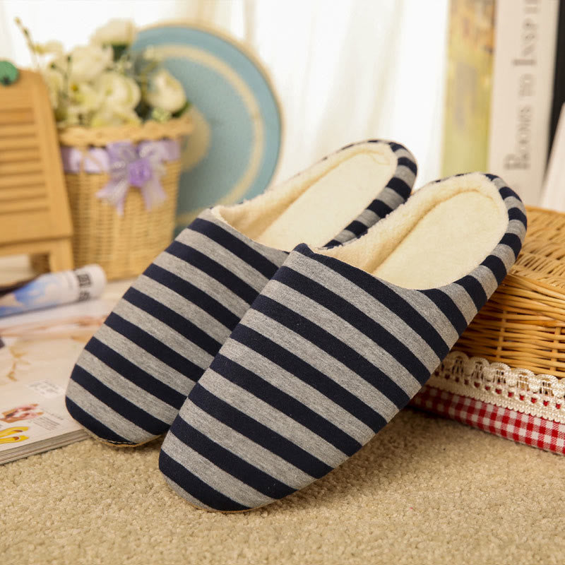 Plusock Plus Size Colorblock Stripes Slippers - Navy Blue - EU44-45(US10-11) - image 7