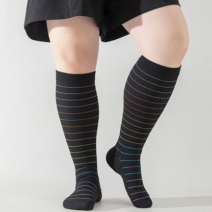 Plus Size Colorful Pinstripes Compression Socks(3 Pairs)