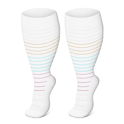 Plus Size Colorful Pinstripes Compression Socks(3 Pairs)