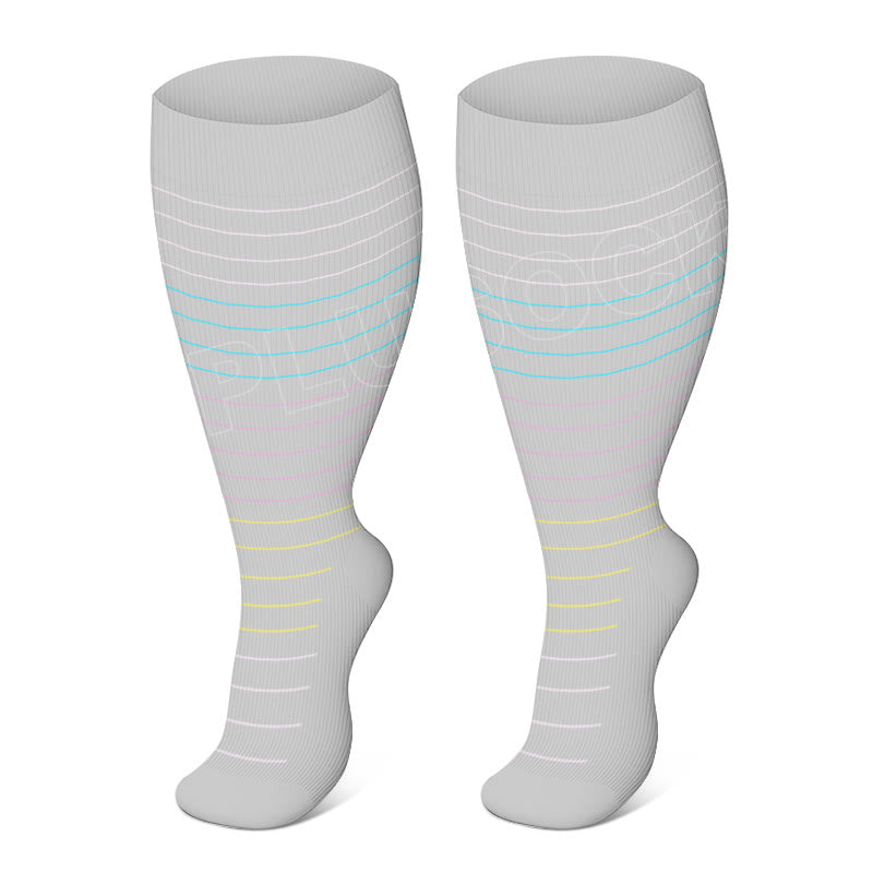 Plus Size Colorful Pinstripes Compression Socks(3 Pairs)