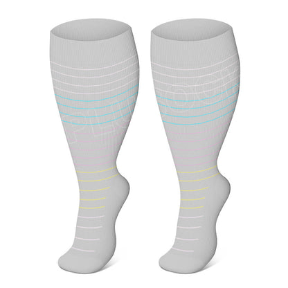 Plus Size Colorful Pinstripes Compression Socks(3 Pairs)