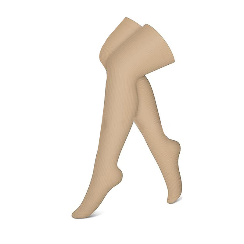 Plusock Black White Nude Thigh High Compression Socks(3 Pairs) - Nude - S/M - image 9