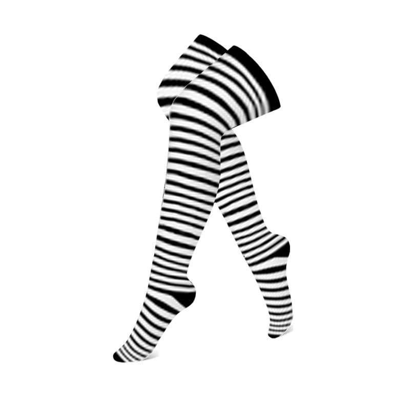 Plusock Classic Black Thigh High Compression Socks(3 Pairs) - Stripe - S/M - image 7