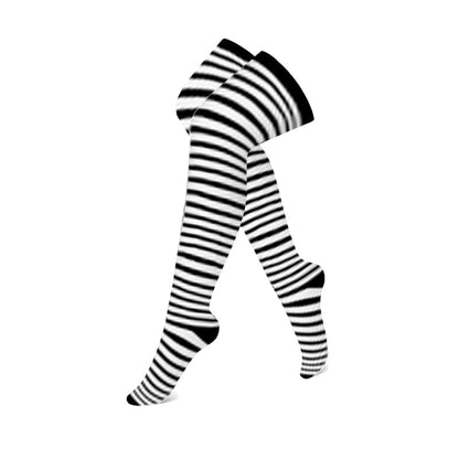 Plusock Classic Black Thigh High Compression Socks(3 Pairs) - Stripe - S/M - image 7
