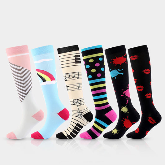 Plusock Plus Size Various Patterns Compression Socks(6 Pairs) - Multicolor - S/M - image 0