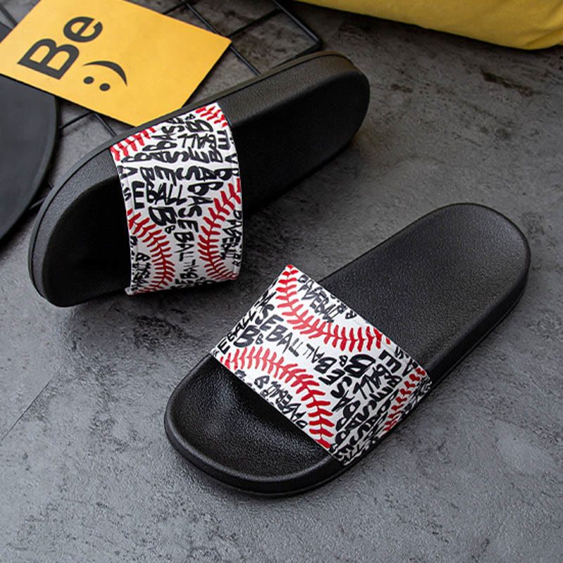 Plusock Plus Size Baseball Pattern Slides(2 Pairs) - Black - 3XL - image 12