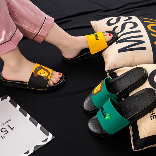 Plusock Plus Size Asymmetric Pattern Slides(2 Pairs) - Black+Yellow - XL - image 0