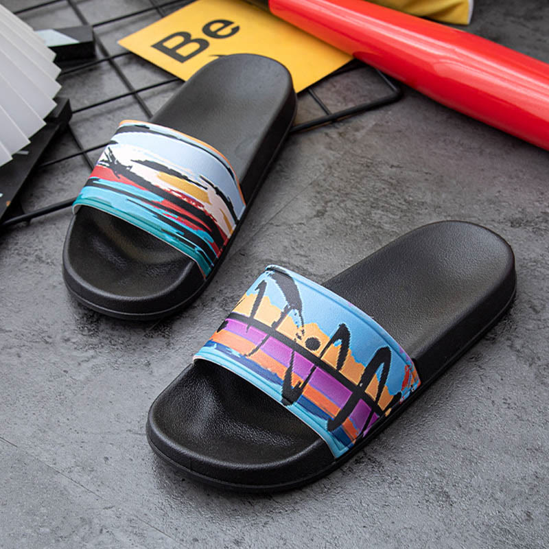 Plusock Plus Size Seaside Oil Painting Slides(2 Pairs) - image 6