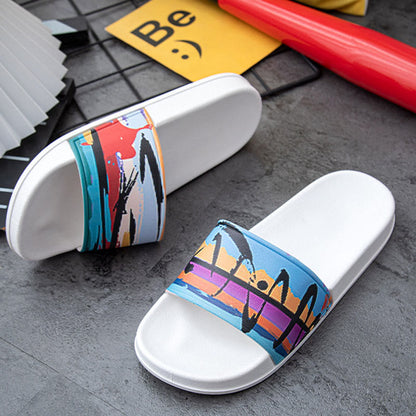 Plusock Plus Size Seaside Oil Painting Slides(2 Pairs) - image 3
