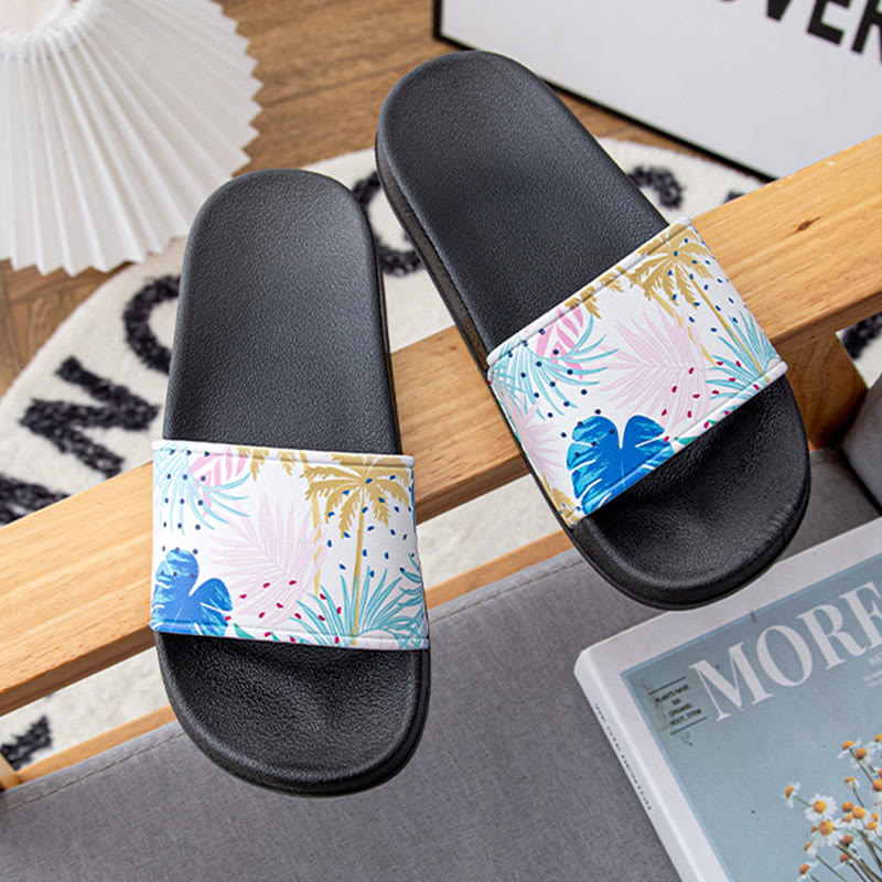 Plusock Plus Size Leaves Slides(2 Pairs) - Black - 3XL - image 4