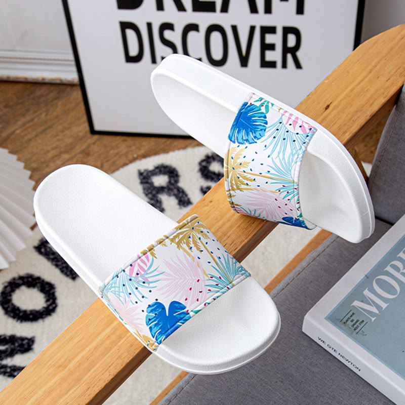 Plusock Plus Size Leaves Slides(2 Pairs) - White - 3XL - image 3