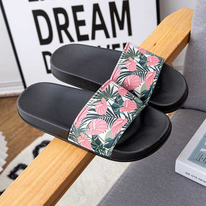 Plusock Plus Size Pink Leaves Slides(2 Pairs) - Black - 3XL - image 7