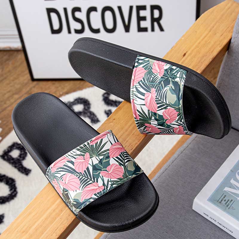 Plusock Plus Size Pink Leaves Slides(2 Pairs) - image 1