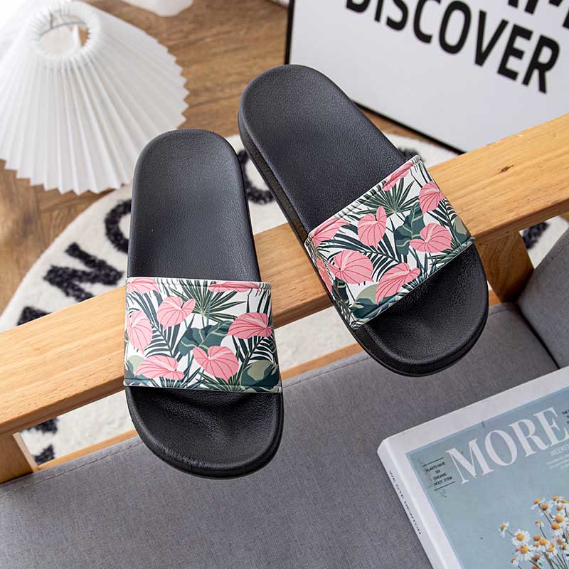 Plusock Plus Size Pink Leaves Slides(2 Pairs) - image 0