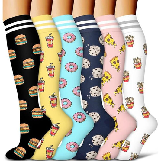 Plusock Hamburger French Fries Compression Socks(6 Pairs) - image 0