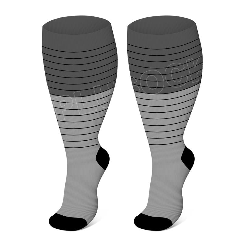 Plusock Plus Size Solid Color Elastic Compression Socks - Dark Grey - 4XL - image 4