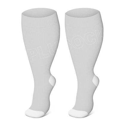 Plusock Plus Size Solid Color Elastic Compression Socks - Grey - 4XL - image 7