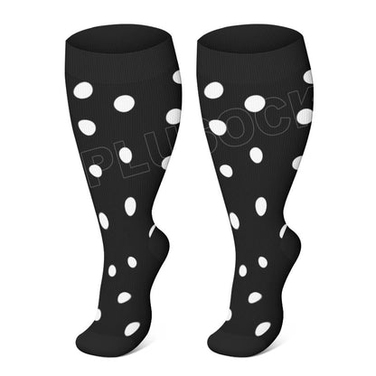 Plusock Plus Size Polka Dots Compression Socks - White Dots - 4XL - image 2