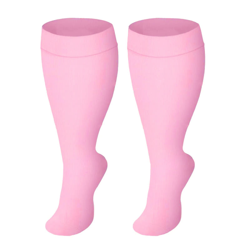 Plusock Plus Size Black Pink Compression Socks - Pink - 4XL - image 1
