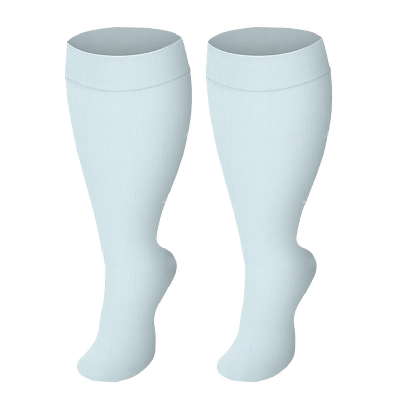Plusock Plus Size Solid Color Compression Socks - Light Blue - 4XL - image 6