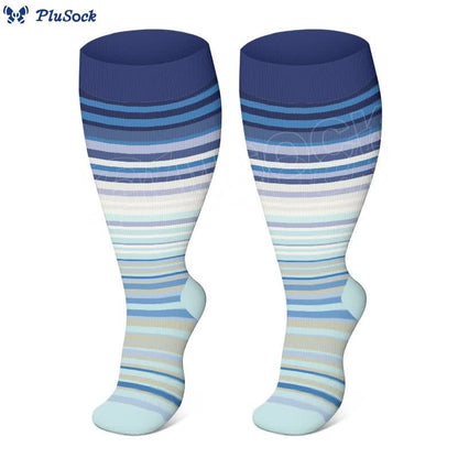 2XL-4XL Plus Size Color Pattern Compression Socks - Light Blue - 4XL - image 12
