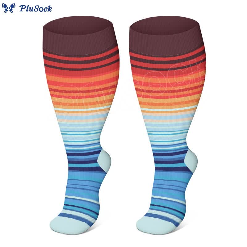 2XL-4XL Plus Size Color Pattern Compression Socks - Orange - 4XL - image 13