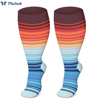 2XL-4XL Plus Size Color Pattern Compression Socks - Orange - 4XL - image 13